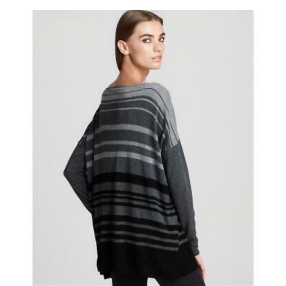 VINCE Black & Gray Stripe Tunic Sweater Sz M